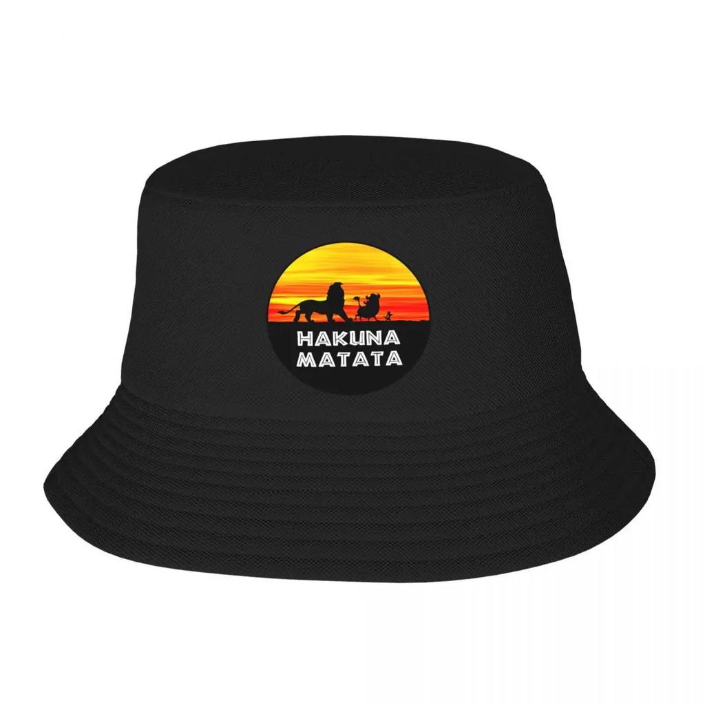 Custom Hakuna Matata Bucket Hat WomenUnisex Funny Timon Pumba Outdoor Sun Summer Camping Fishing Cap