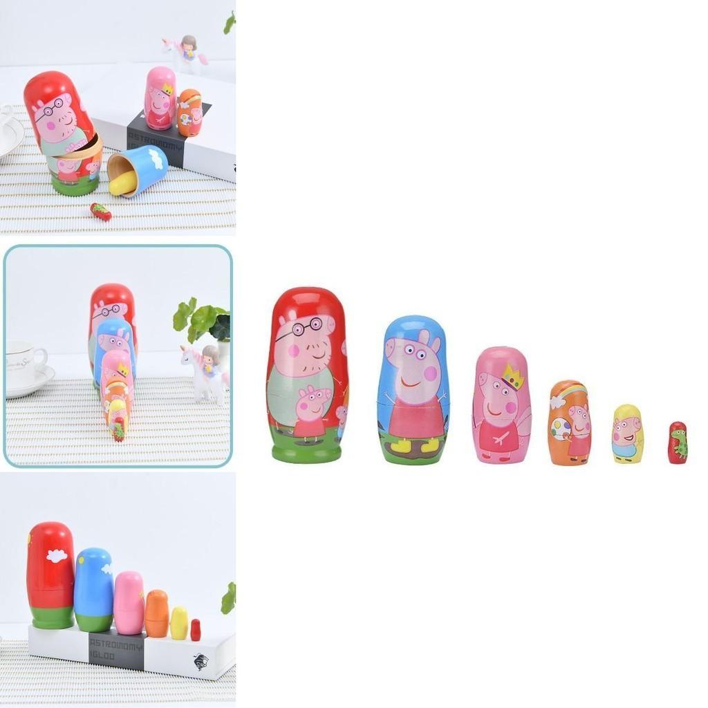 Whimsical Peppa Pig Matryoshka Doll Collection Handmade And Hand-painted
