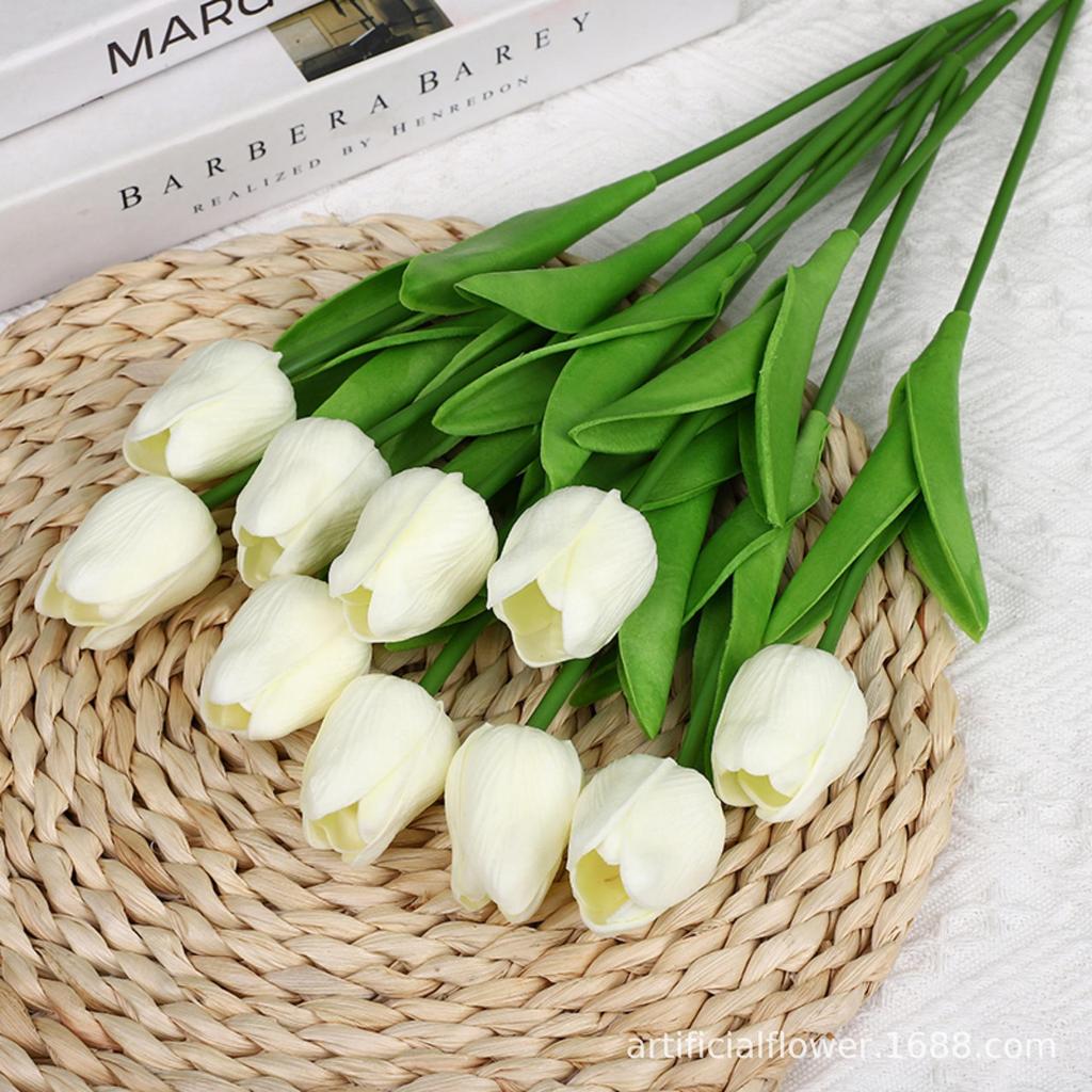 Кремово-белый PU мини-тюльпан из шелка для свадьбы и украшения дома