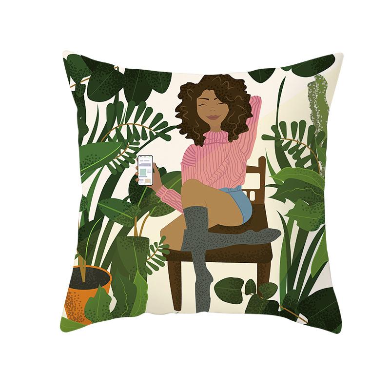 Скандинавская Абстрактная Женская Персиковая Кожа Бархатная Наволочка с Принтом Домашняя Мода Прикроватный Диван Офис Наволочка