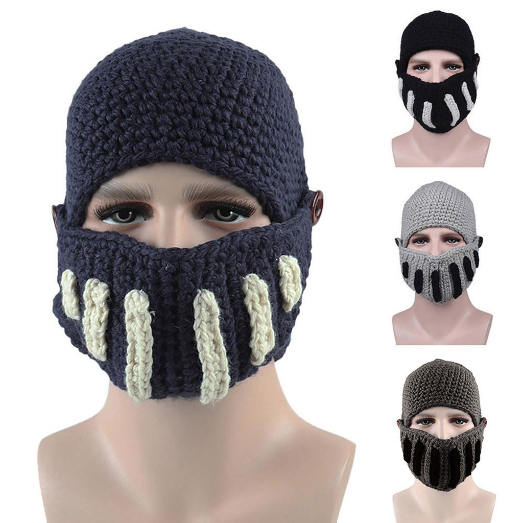 Шапка римского рыцаря ручной вязки, зимняя маска-кепка унисекс, теплая мода