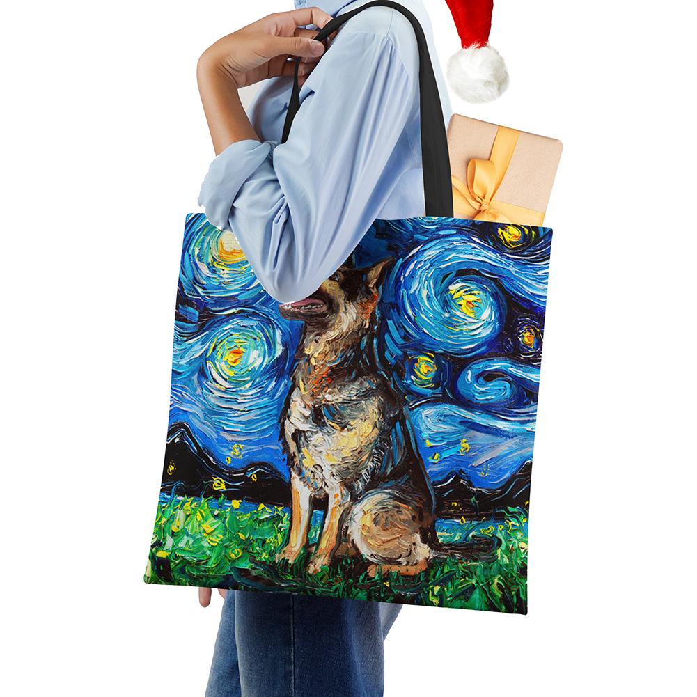 Звездное небо Животное Собака Принт Сумка-тоут Сумка через плечо Женская Большая Повседневная Сумка для покупок Дамская Ручная сумка для покупок На открытом воздухе CLE