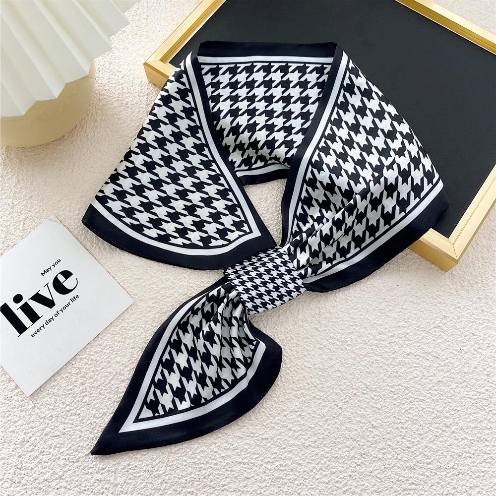 New Style Cross Shaped Small Scarf For Women In Spring Autumn Summer Fashionable Temperament Tied Bag Headband Decorative Scarf