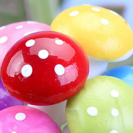 60 Pcs Foam Mushroom Miniatures Colorful Tiny Mushroom Figurines Miniature Mushroom Stakes