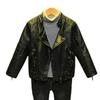 Kids Clothing Girls and Boys Leather Jacket Spring Autumn Stand Collar Pu Jacket