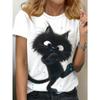 Funny Women's T-shirt Cat Graphic Print Summer Round Neck Short Sleeve Top Outdoor Casual Female Oversized Clothing