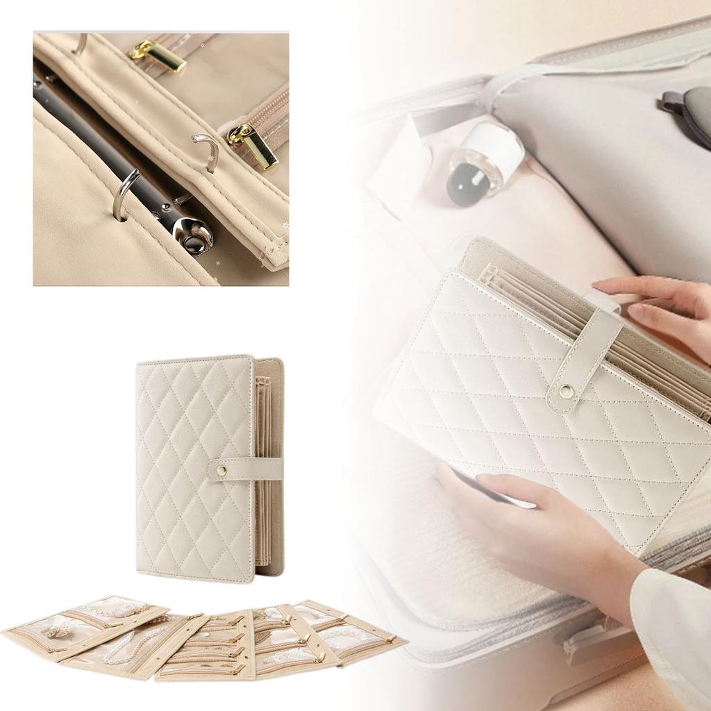 Кожаная книга для хранения ювелирных изделий с отрывными листами, большая вместительная сумка для хранения ювелирных изделий, сережек, ожерелий, легкая папка с отрывными листами