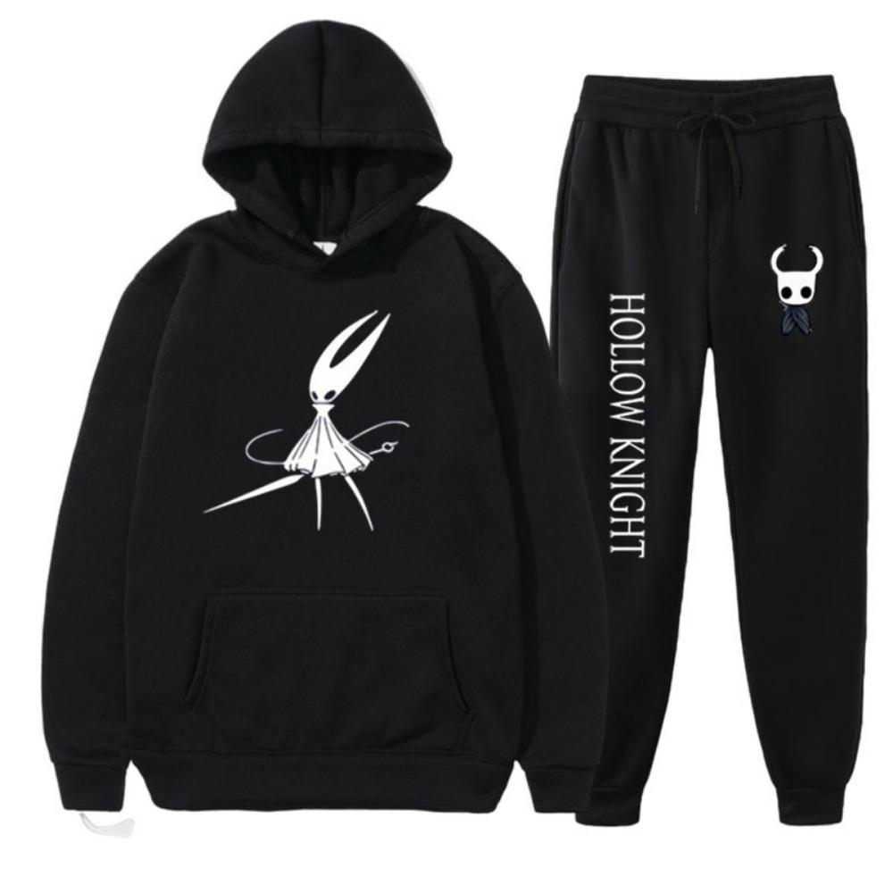Мужская толстовка с капюшоном с принтом аниме Hollow Knight, комплект из двух предметов, штаны с обтягивающими штанами