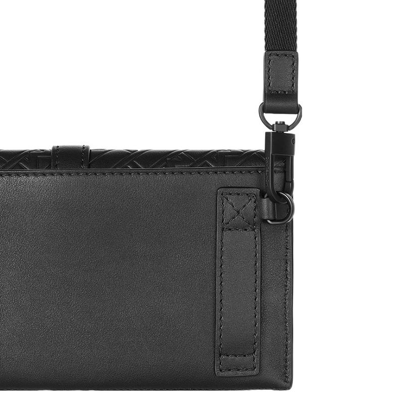 Montblanc Серия Jet Black Фирменный тисненый узор Однотонная Коровья кожа полного дубления Мини Сумка-кроссбоди Клатч Мужские сумки 128740