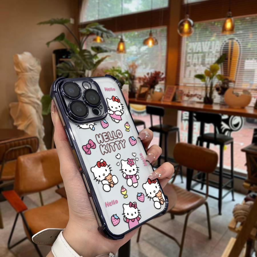 Черный гальванизированный чехол Sanrio для Apple 12PM, Полностью закрывающий дизайн