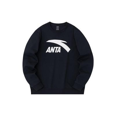 Anta Lifestyle Series Letter Logo Printed Casual Pullover Long Sleeve Hoody Unisex Hoody Black 972338723-4