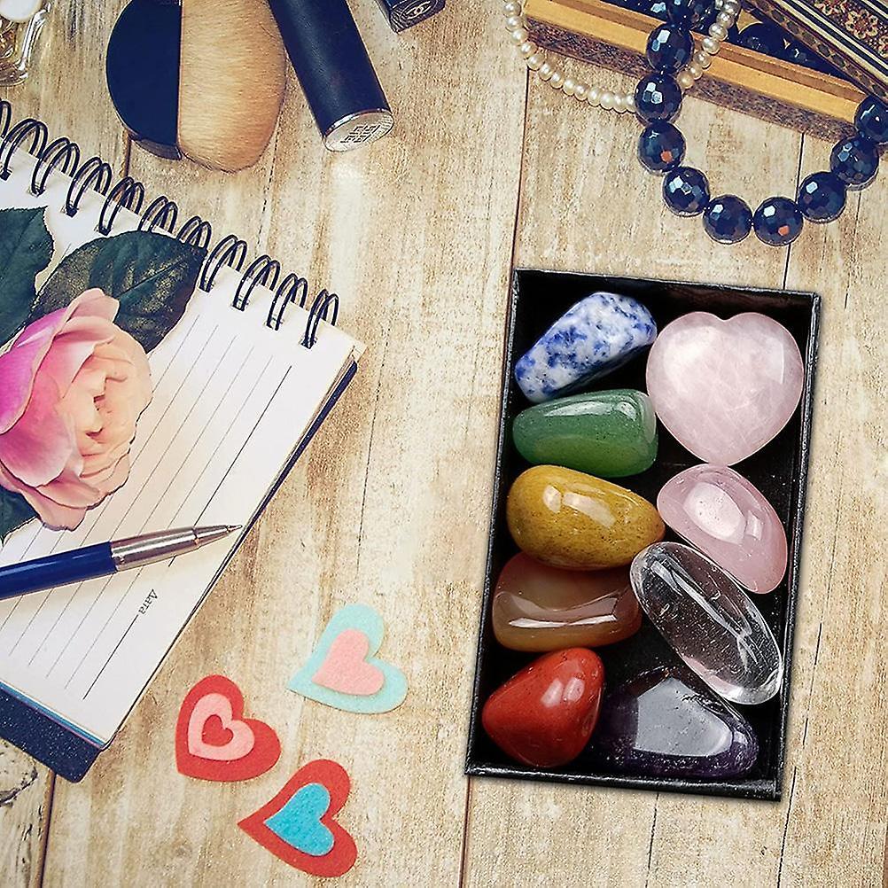 Crystals Kit 7 Chakra Love Heart Irregular Crystal Stone Yoga Stone Crystals for Energy Balancing Meditation