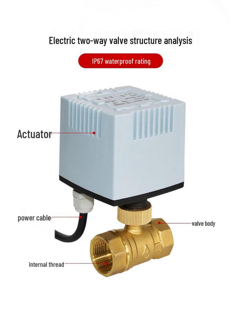 Водонепроницаемый электрический двухходовой клапан из чистой меди для наружных систем ОВКВ