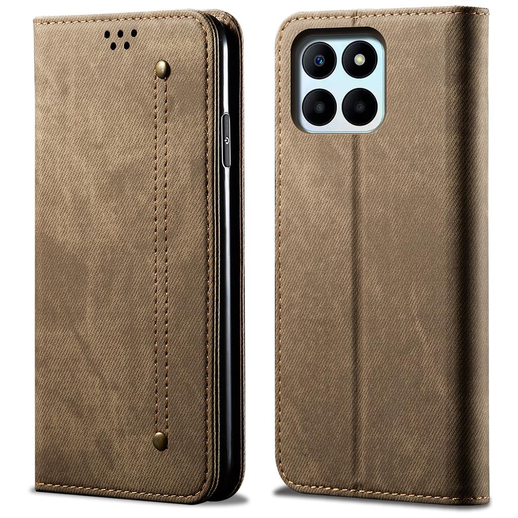 For Honor X8b 4G Case Collection Leather Folio Wallet Phone Cover Jeans Cloth Texture
