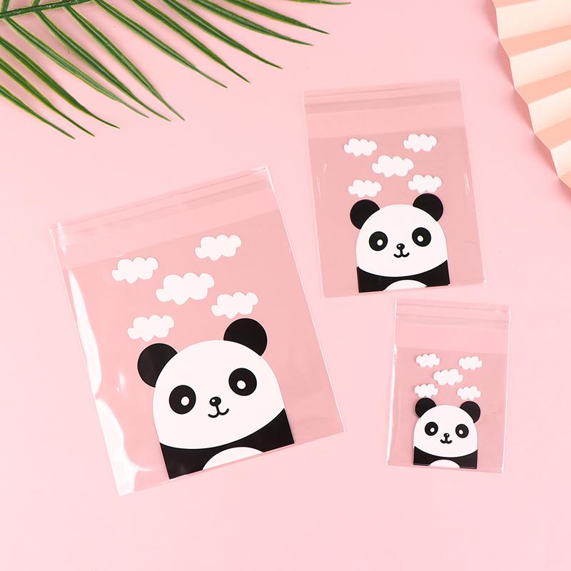 100 шт./упак. самоклеящиеся мешочки для печенья в виде панды, свадебные мешочки для конфет