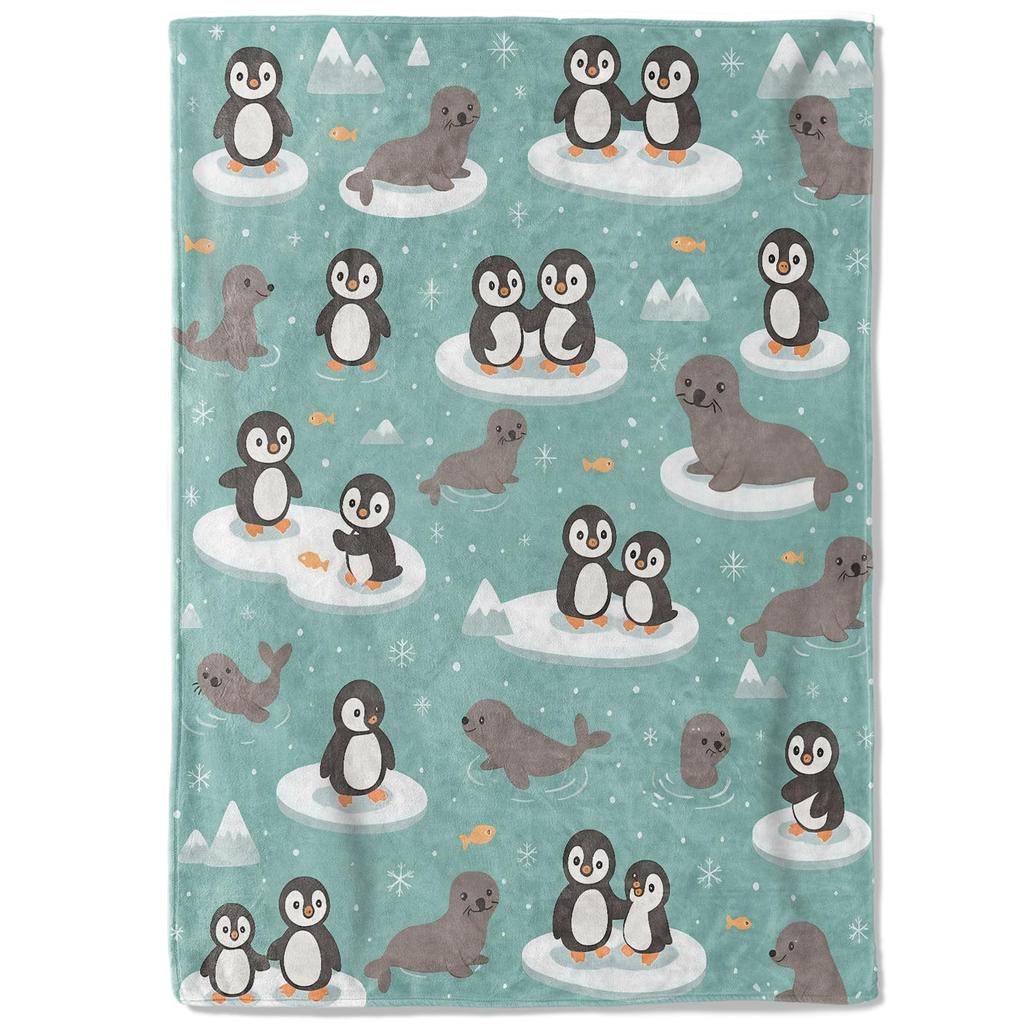 Penguin Blanket Soft Cute Penguins Flannel Fleece Throw Blanket Lightweight Fuzzy Plush Blanket for Couch Bed Sofa Home Decor