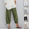 Pants For Women Casual Summer Solid Color Elastic High Waist Cotton And Linen Loose  Pants Crop Pants