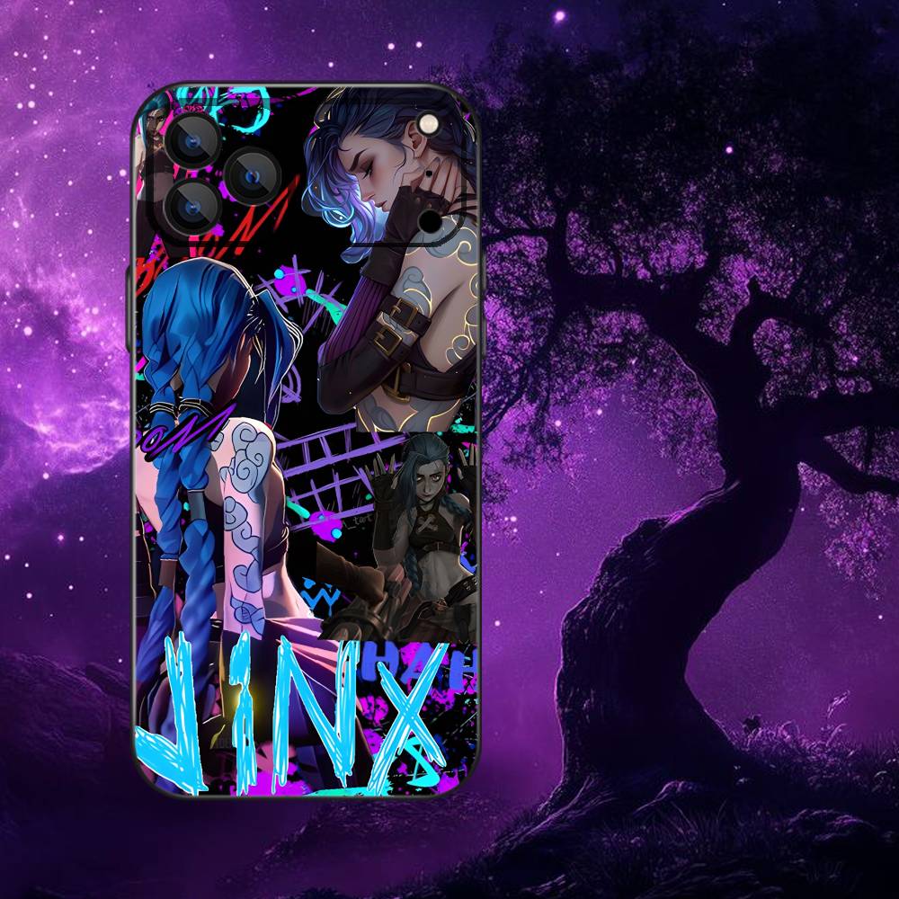 Anime J-Jinx-X Phone Case For iPhone 17,16,15,14,13,12,Pro,Max,Plus,E,SE4,Air,Mini Black Soft Box
