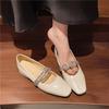 Low-heeled Square-headed Mary Jane Shoes Women's Shoes Spring 2025 New Shallow Mouth One-word Strap with Skirt French Single Shoes