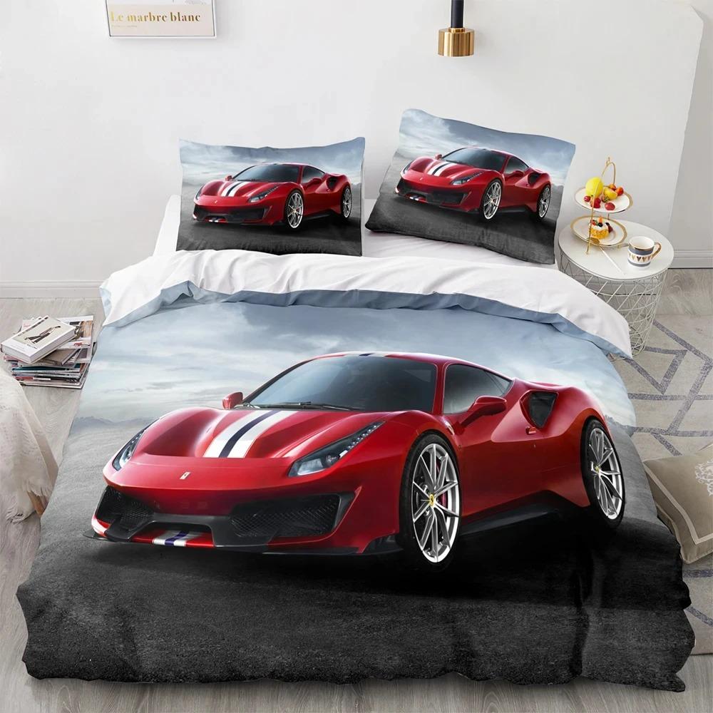 Комплект постельного белья Sports Car Racing Single Twin Full Queen King Size SUV Truck Bed Set Aldult Kid Bedroom Duvetcover Sets Men Boy Gift