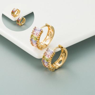 Серьги из цветного циркония, женские латунные серьги