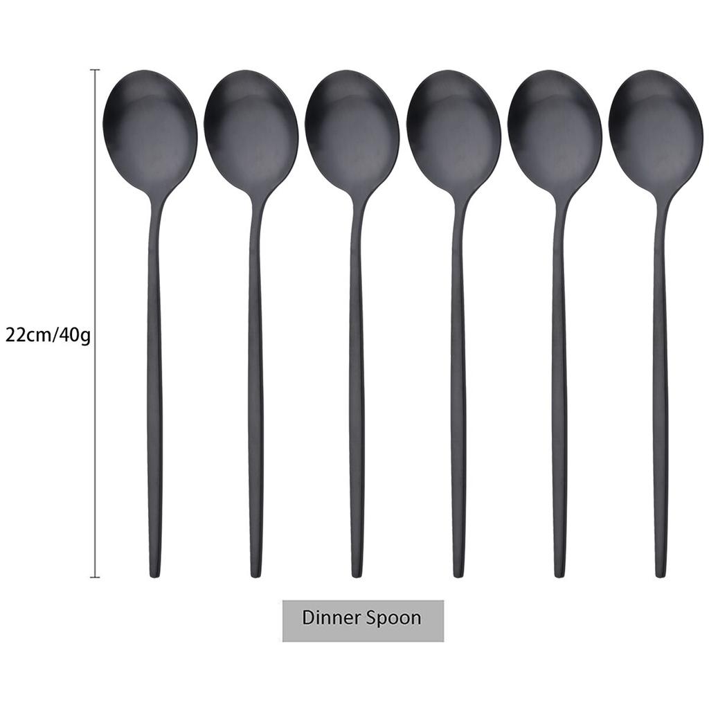 6 шт./компл., набор столовых ложек из черного золота, матовая западная нержавеющая сталь, столовые приборы, столовые приборы, десертная ложка, посуда, набор кухонных столовых приборов для вечеринок