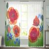 Red Poppies Field Sheer Curtains Bedroom Voile Curtain Living Room Window Sheer Curtains Kitchen Tulle Drapes
