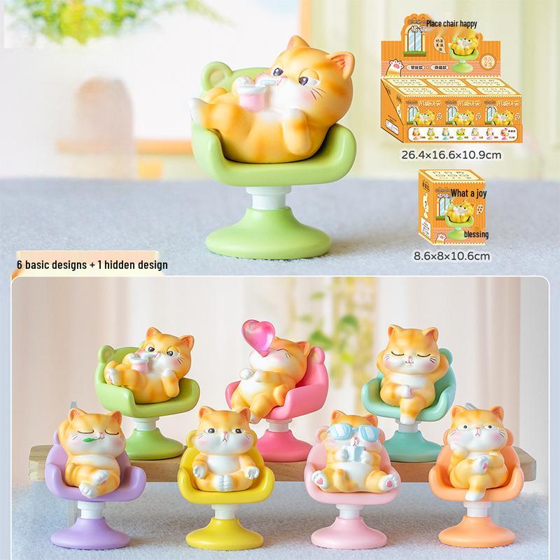 Милая Фигурка-Сюрприз 'Счастливый Кот' - Модный Настольный Орнамент