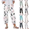 Pants For Women Summer Casual Wide Leg Elastic Waist Print Pants With Pockets