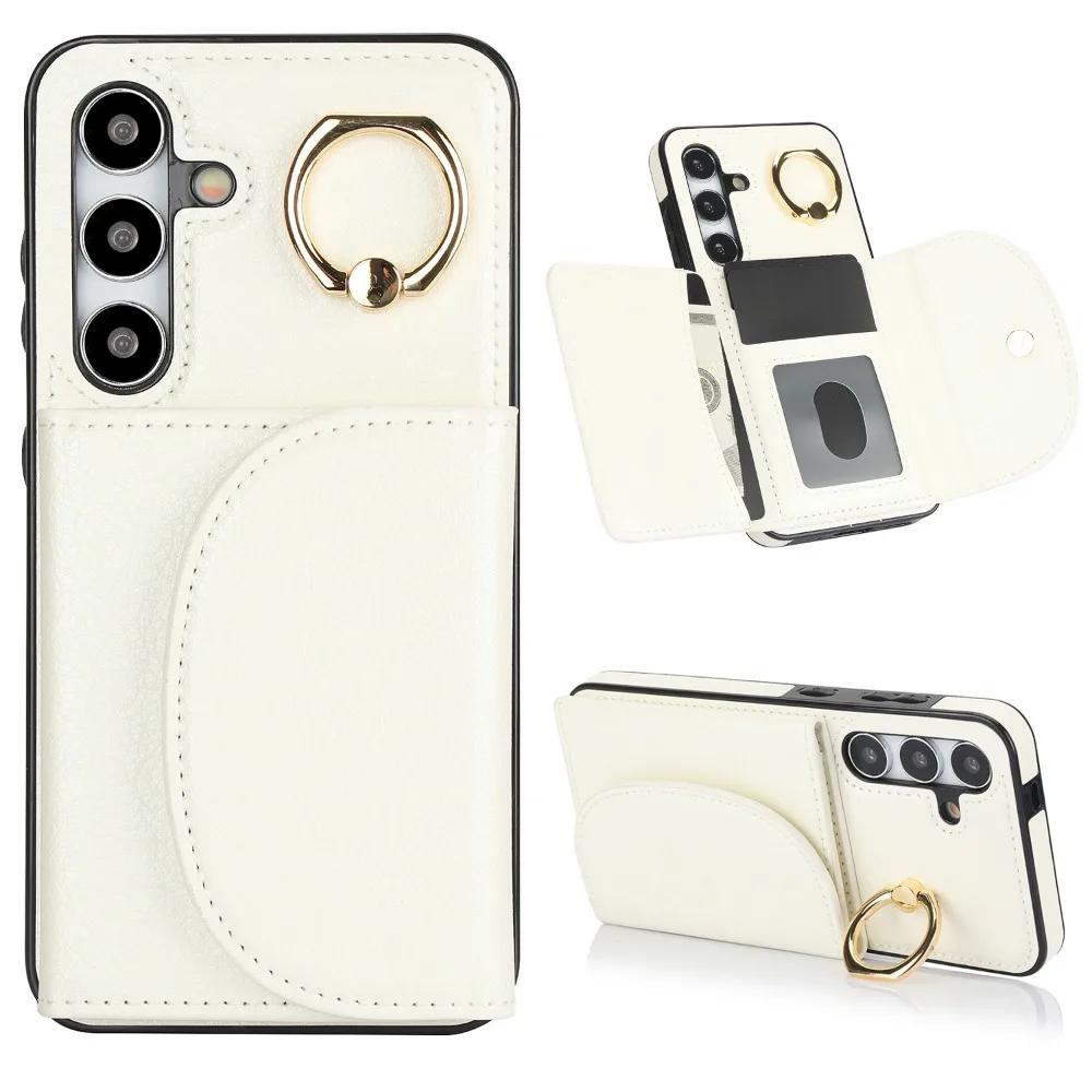 Чехол-кошелек с кольцом-подставкой для карт Samsung Galaxy S21 S23 FE S22 S24 Ultra Plus A54 A53 A52S A52 A73 A72 A15 A14 A13 5G A71 A51 4G