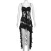 2024 Summer Women's Hollow Lace Irregular Hem Dress - European & American Sexy Chic