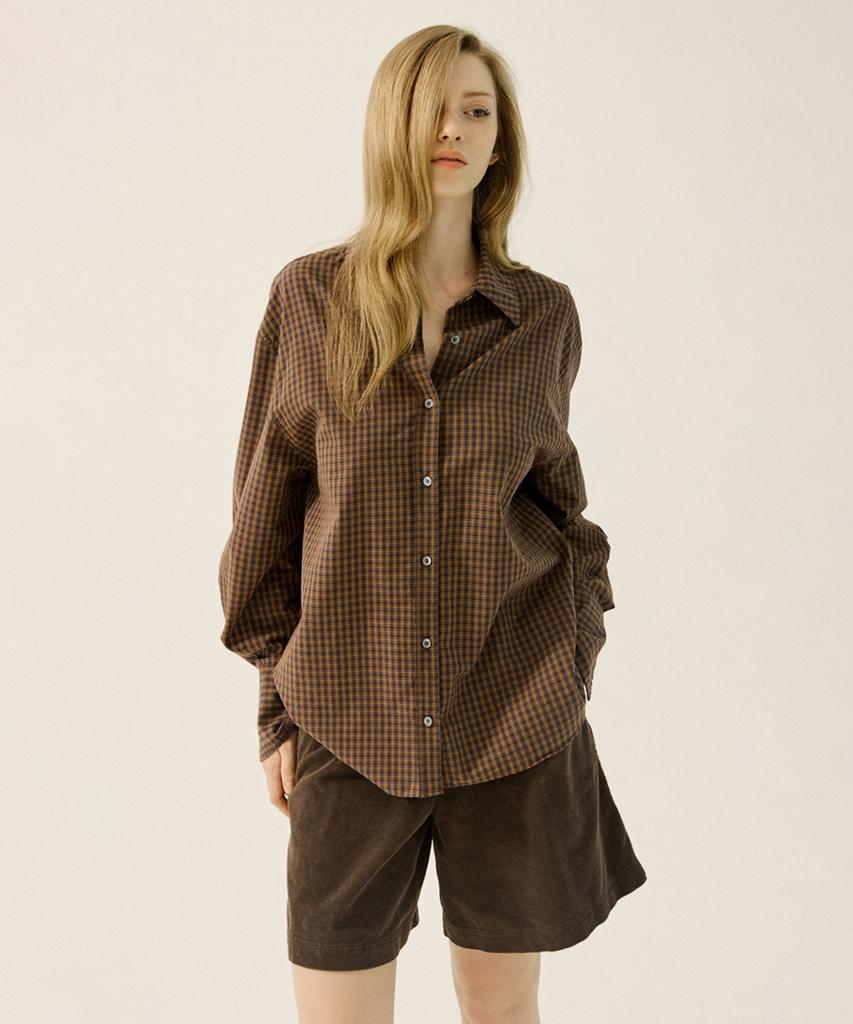 OATMEAL CAFE Premium Compact Check Shirt - Yellow
