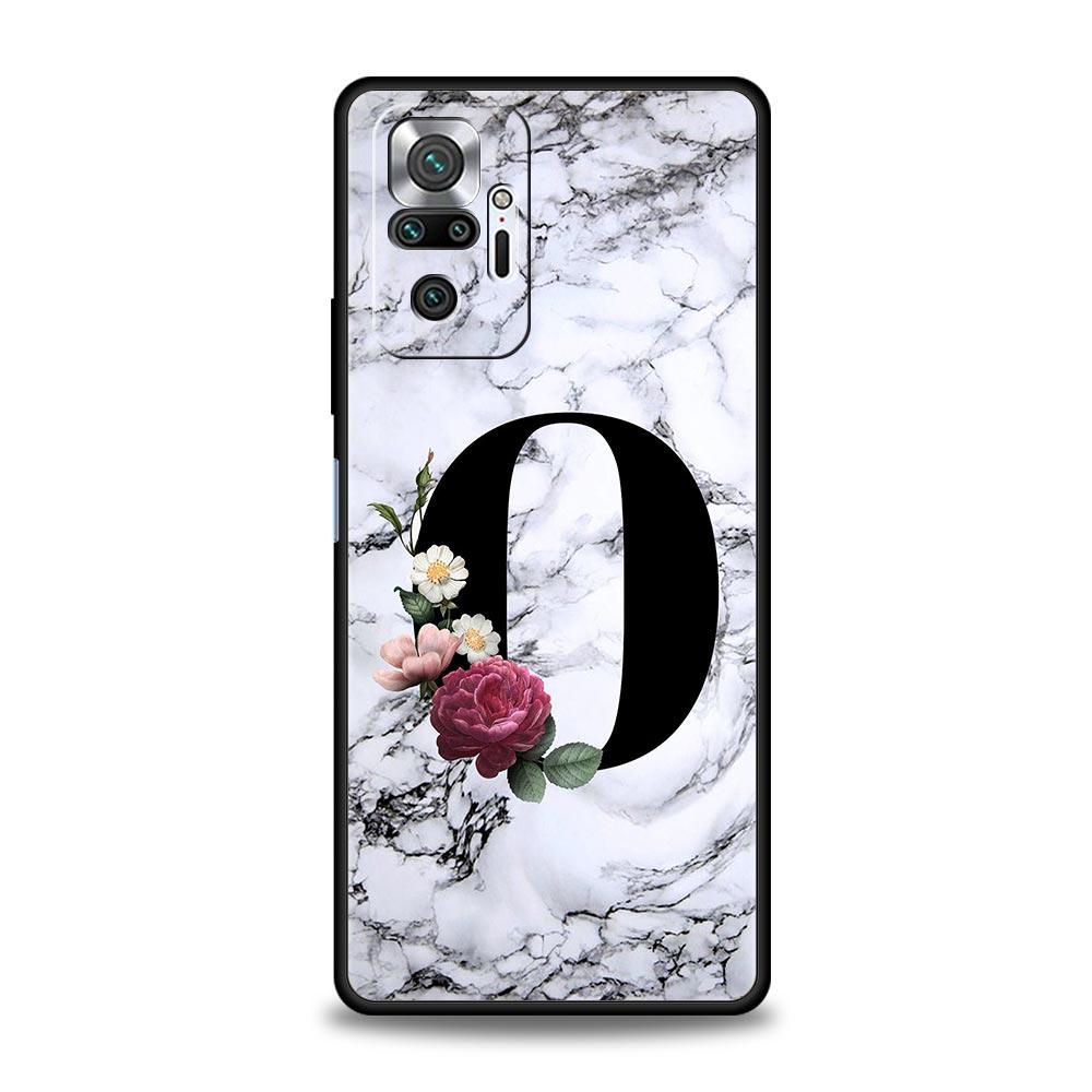 Чехол для телефона Xiaomi Redmi Note 14 13 5G 10 11 12 Pro Plus 4G 14C 13C 12C 10C, черный, с буквами, цветами, английским алфавитом, мраморным рисунком