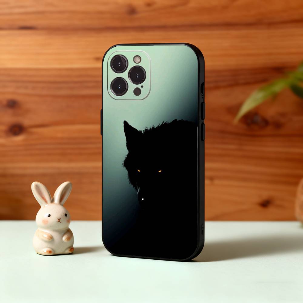 1 шт. Чехол для телефона с волком для iPhone 17, 16, 15, 14, 13, 12 Plus, Pro Max, XS, 5G, мягкий силиконовый, черный