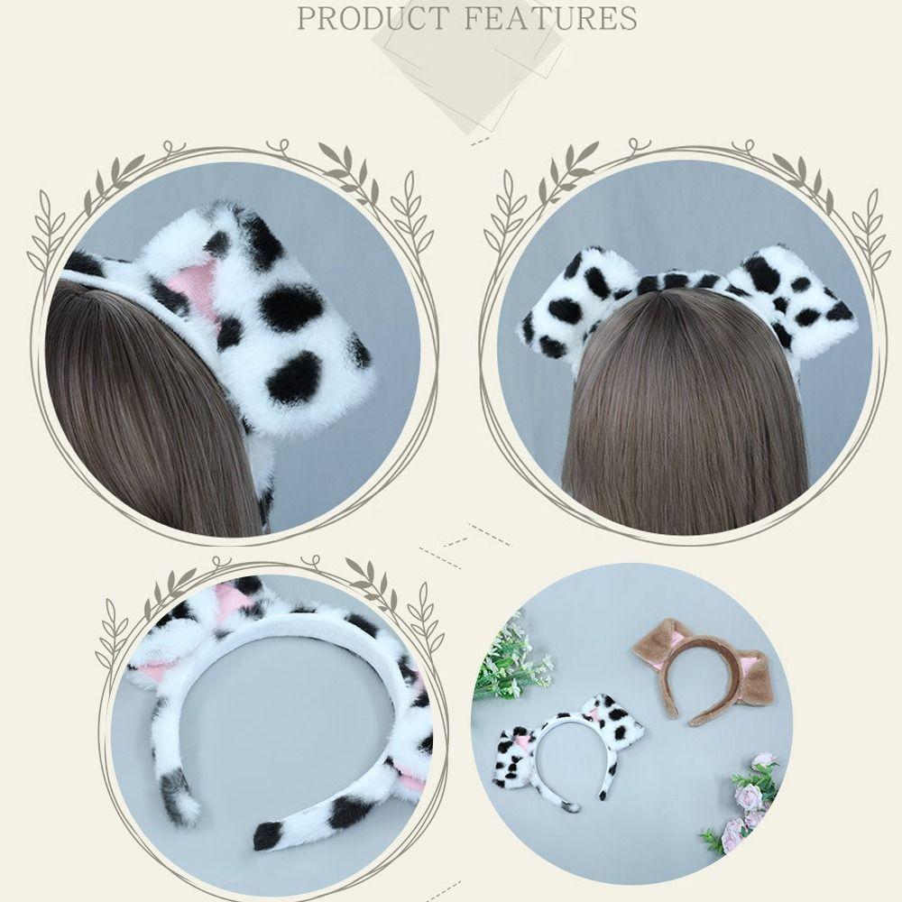 Plush Dog Ears Headband Cosplay Hair Hoop Cute Lolita Hairband Women Girls