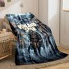 A Viking ship in misty skies, surrounded by characters in a dramatic pose. for all seasons blanket lunch break throw gift