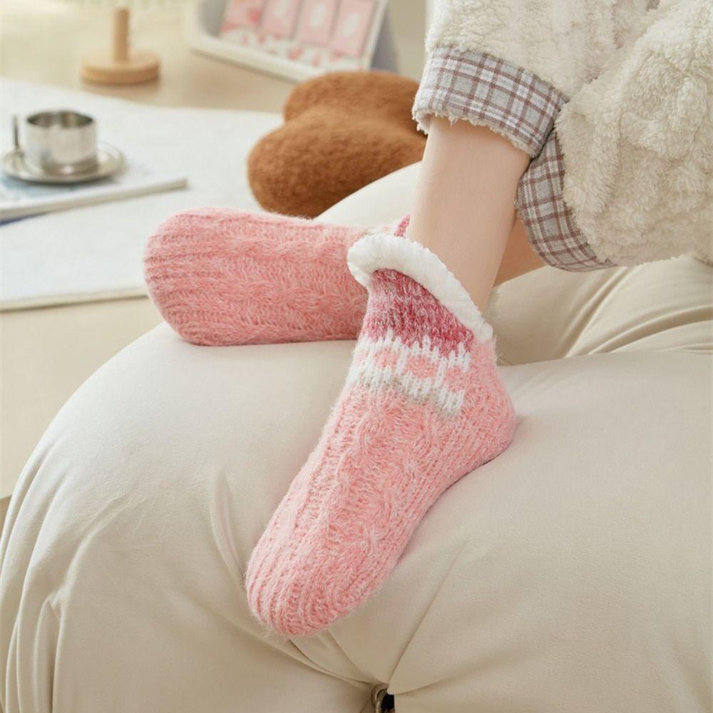 Plush Floor Socks Women Anti Slip Winter Fleece Socks Warm Slippers Socks  Female
