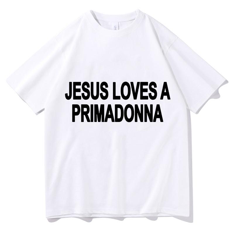 Футболки с принтом Nessa Barrett Jesus Loves A Primadonna Мерч Унисекс Одежда Тренд Повседневная С коротким рукавом Эстетичные Топы Одежда из чистого хлопка