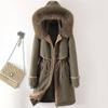 Faux Fur Collar Long Jackets for Women Winter  New Liner Detachable Female Padded Coat Winter Korean Style Parkas Hooded
