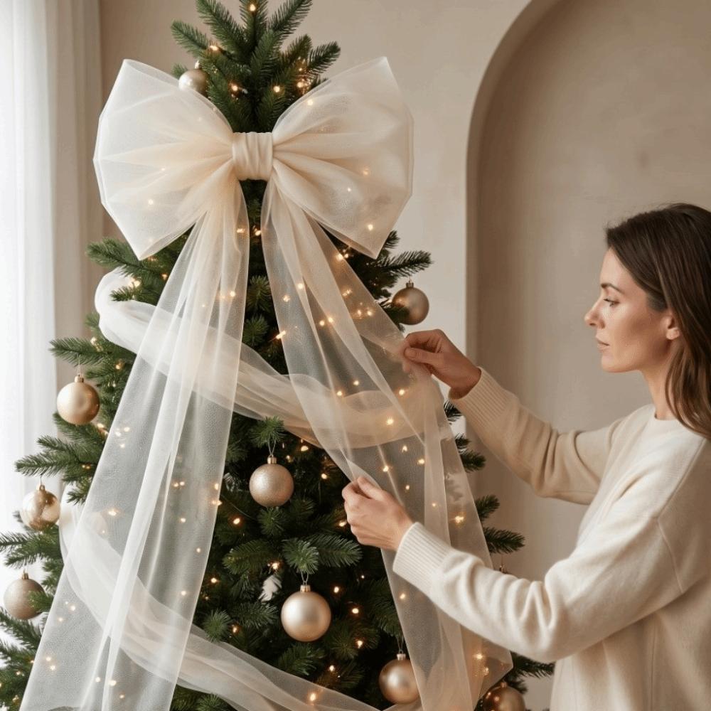 Elegant Modern Christmas Tree Decor Large Bow Celebration Ornament New Year