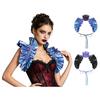 Women Halloween Gothic Costume Shrug Metallic Ruffle Renaissance Style Bolero High Neck Frill Shawl for Theme Party