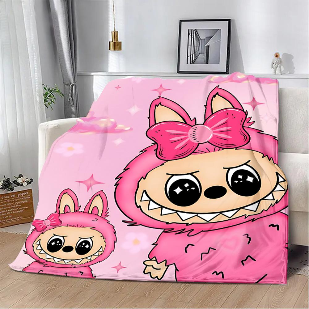 Милое мультяшное одеяло с принтом Лабубу, одеяла для пикника, теплое одеяло, мягкое и удобное одеяло для дома, путешествий, подарка на день рождения