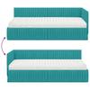 Corner Bed Frame with Mattress and Headboard 2 pcs Turquoise Velvet