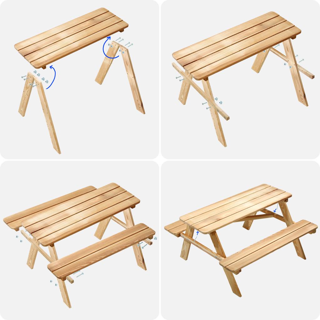 KADAX Садовая скамейка Деревянная скамейка для детей со столом Столиком Для сада