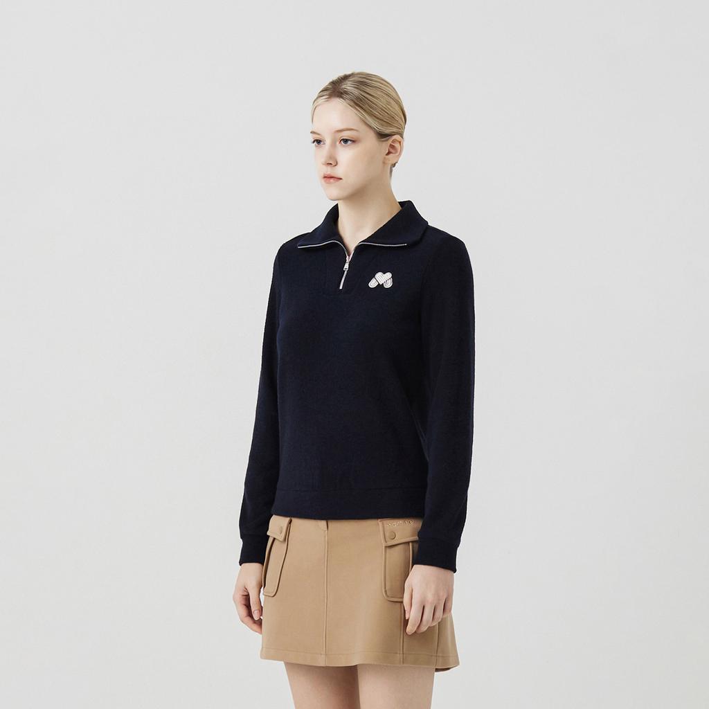 MARTINE GOLF Fluffy Half Zip Up T Shirts_Navy