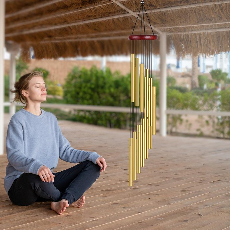 1Piece 12 Tubes Aluminum Alloy Wind Chimes With Hook Bells Rotatable For Outside Home Wedding Party Decoration Gifts