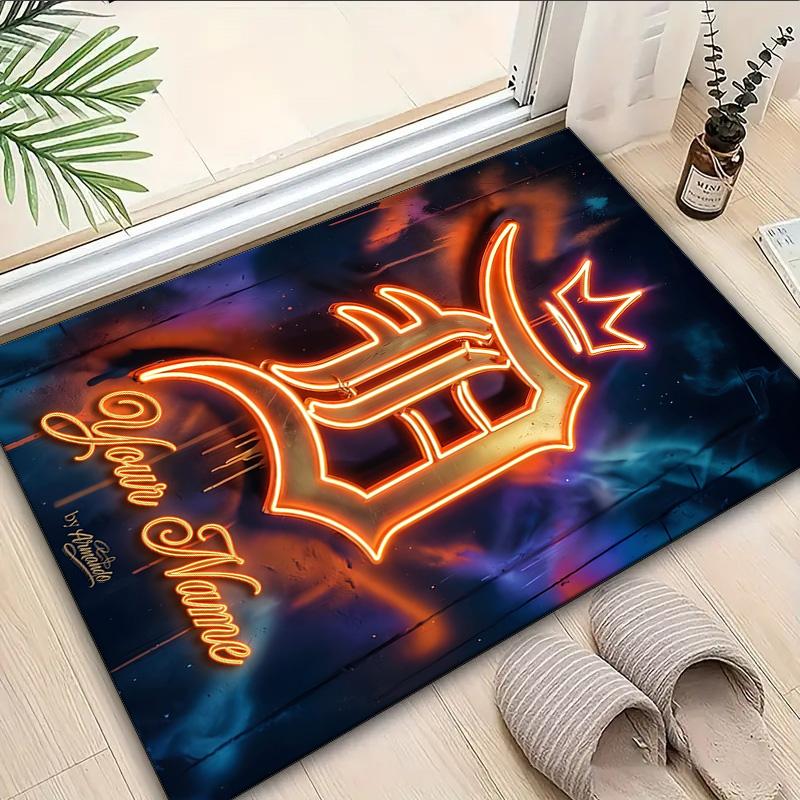 Custom Name Rug Detroit Tigers Emblem Area Rug Suitable for Indoor And Outdoor,Carpets for Homes, Offices,Living Rooms,Home Decor,Christmas Gift