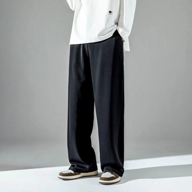 Ледяные брюки мужские свободные прямые вертикальные однотонные простые молодежные повседневные брюки