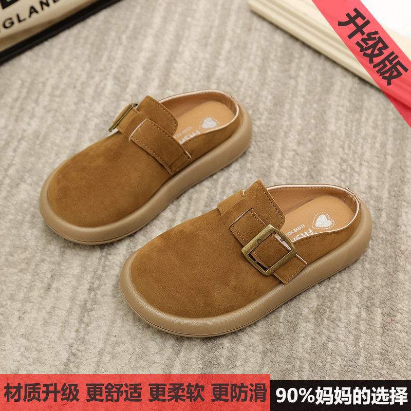 Детские Birkenstocks осенние полутапочки 2025 зима новые девочки хлопок моп вельвет теплые мальчики хлебные туфли