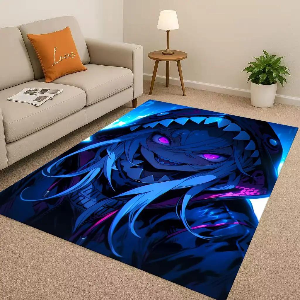 HD Anime Gawr Gura Hololive Cartoon Cute Girl Living Room Non-Slip Area Rug Carpet For Bedroom Playroom Sofa,Home Decor Doormat